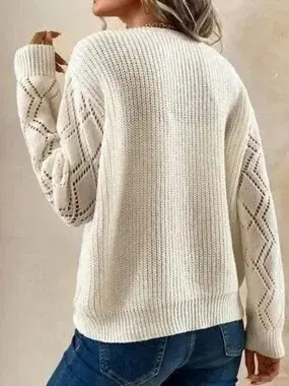 Openwork V-Neck Sweater - Picture 4 of 5
